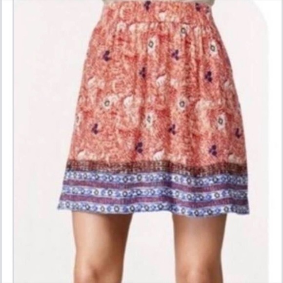 Cabi Red & Navy Blue Patterned Lightweight High Waisted Skirt w/Pockets - Picture 7 of 8